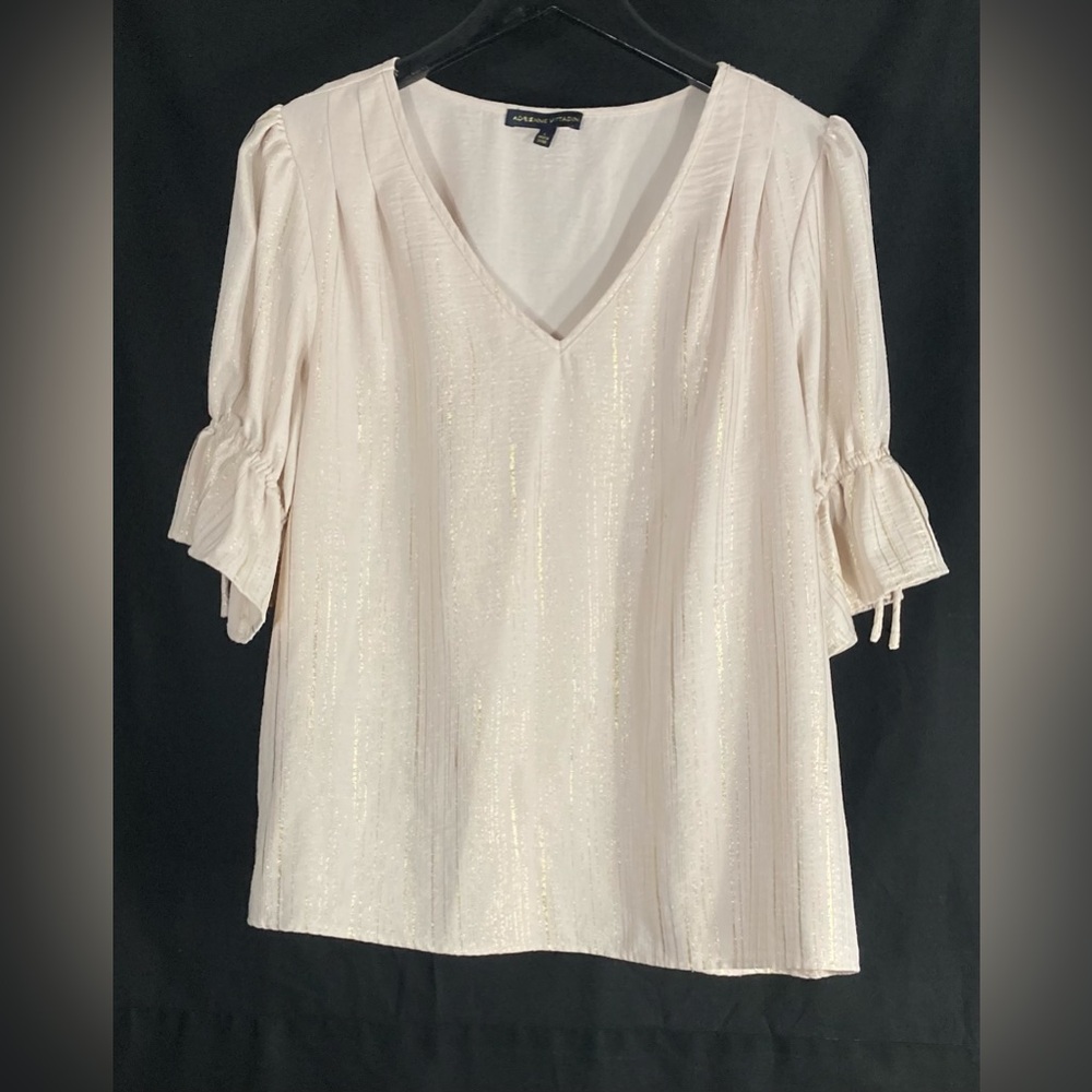 Adrienne Vittadini Cream Shimmer Blouse